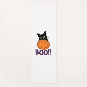 Boo Funny Jolly Cat Peeking Pumpkin Halloween Teil Yogamatte