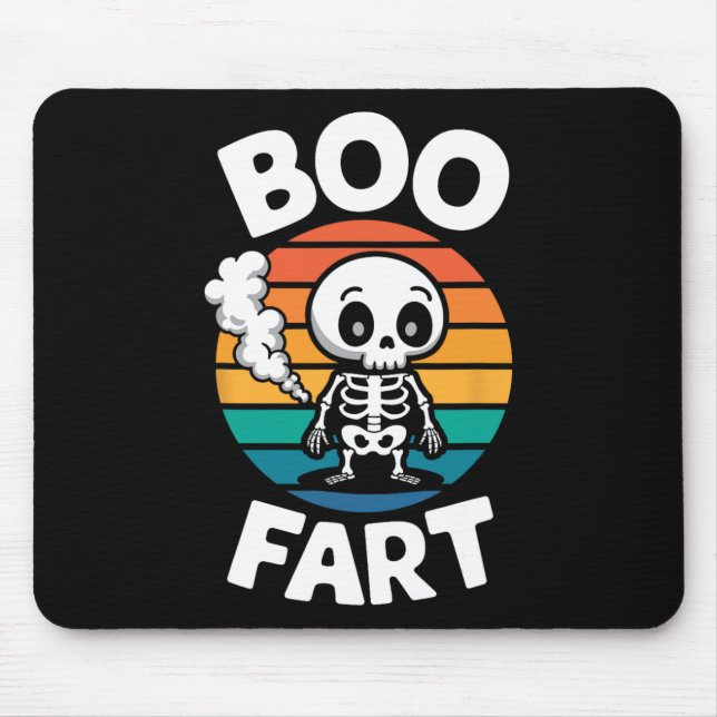 Boo Furz Funny Farting Skelett zu Halloween Mousepad (Vorne)