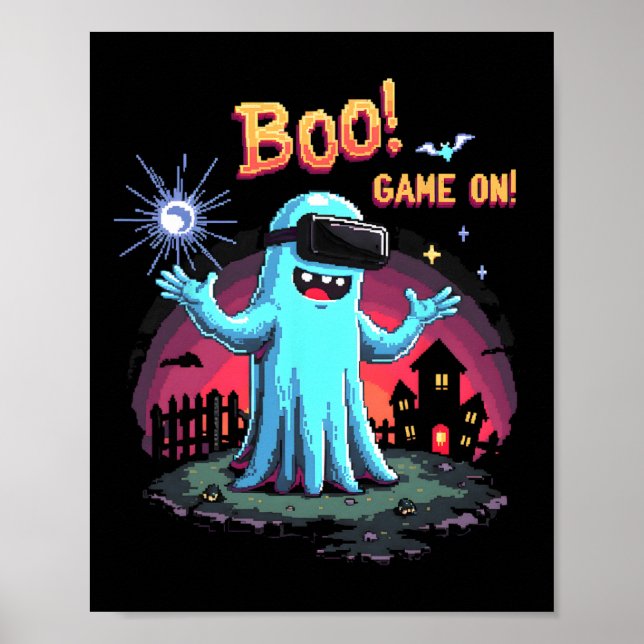 Boo! Game On! Spooky Gamer Ghost mit Controller H Poster (Vorne)