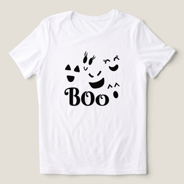 Boo Geist Gesicht Halloween Tri-Blend Shirt (Design Vorderseite)