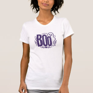 Boo-Geist-Halloween-Linolschnitt-Design T-Shirt