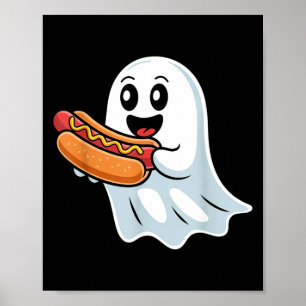 Boo-Geist isst Hot Dog Halloween-Spooky-Kostüm Poster