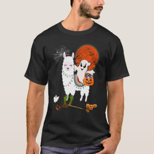 Boo Geist reitet Lama mit Süßigkeitenkorb Grusel K T-Shirt