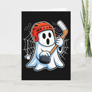 Boo-Geist spielt Hockey Lustiges Halloween-Hockey- Karte