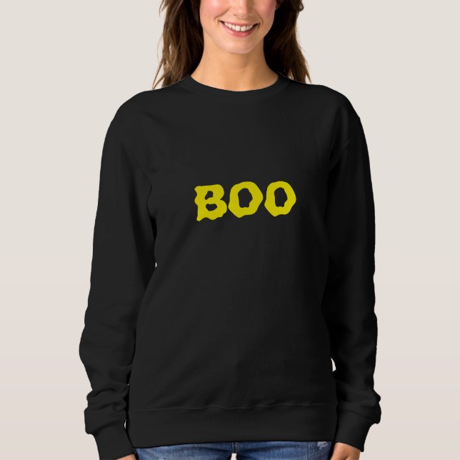 Boo gelb und schwarz spooky Halloween Sweatshirt (Vorderseite)
