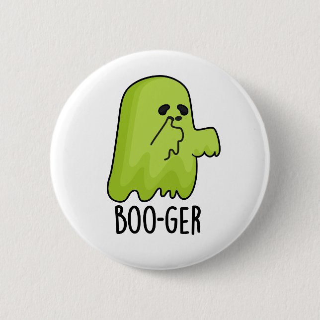 Boo-ger Funny Halloween Booger Ghost Pun Button (Vorderseite)