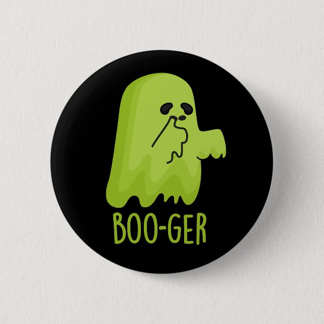 Boo-ger Funny Halloween Booger Ghost Pun Dark BG Button (Vorderseite)
