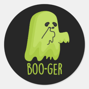Boo-ger Funny Halloween Booger Ghost Pun Dark BG Runder Aufkleber