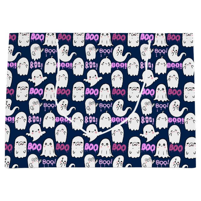 Boo, ghoful feel.b D Blue BG Große Geschenktüte (Vorderseite)