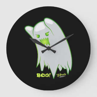 Boo Ghost Bats Spider Creepy Halloween Große Wanduhr