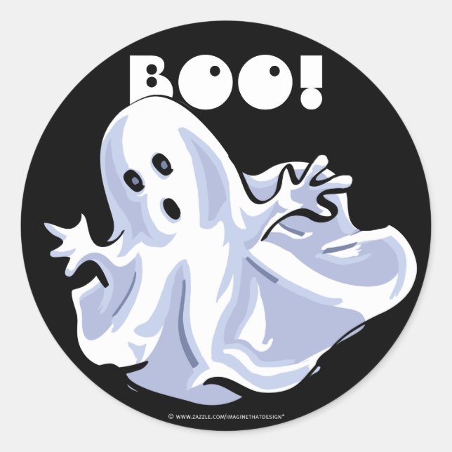 BOO! Ghost-Cartoon-Stickers Runder Aufkleber (Vorderseite)
