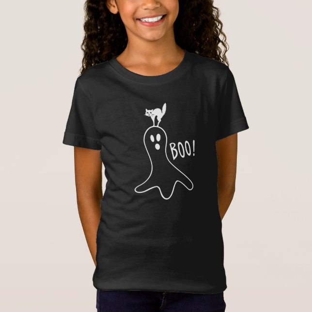 Boo Ghost Cat Halloween T-Shirt (Vorderseite)