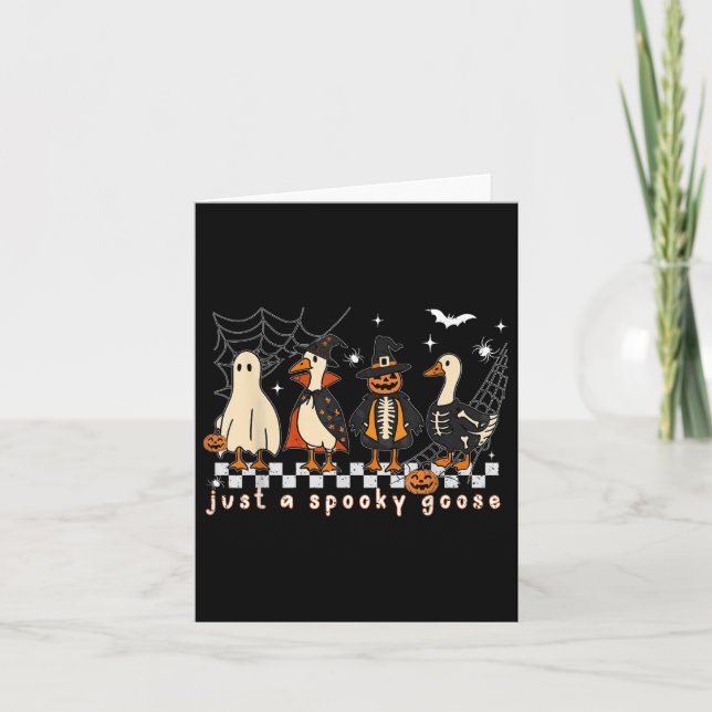 Boo Ghost Gose Halloween Spooky Goose Fall Skelett Karte (Vorderseite)