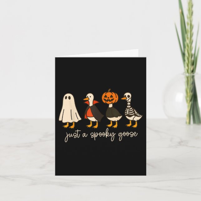 Boo Ghost Gose Halloween Spooky Goose Fall Skelett Karte (Vorderseite)