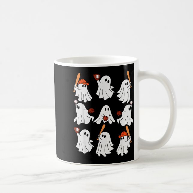Boo Ghost Halloween Baseball Happy Halloween Baseb Kaffeetasse (Rechts)