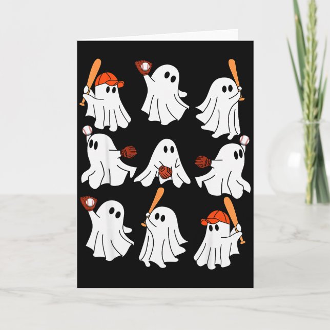 Boo Ghost Halloween Baseball Happy Halloween Baseb Karte (Vorderseite)