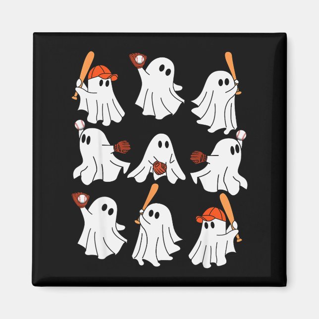 Boo Ghost Halloween Baseball Happy Halloween Baseb Magnet (Vorne)