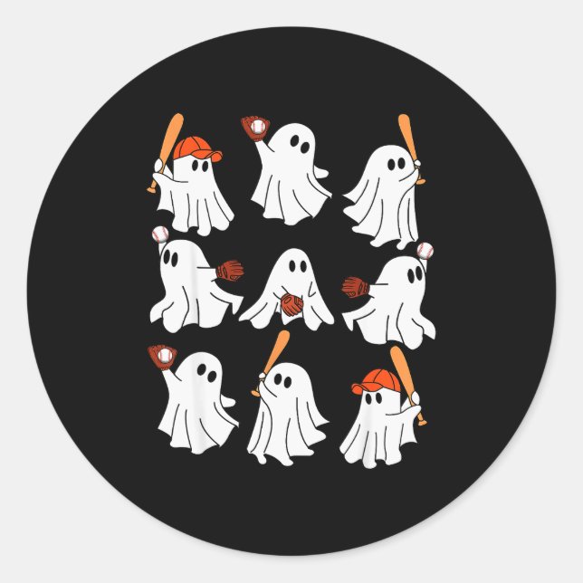 Boo Ghost Halloween Baseball Happy Halloween Baseb Runder Aufkleber (Vorderseite)