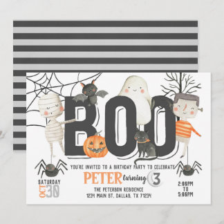 Boo Ghost Halloween Geburtstagsparty Einladung