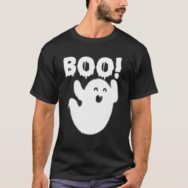 Boo Ghost Halloween Kostüm Niedlich Ghost Men Frau T-Shirt (Vorderseite)