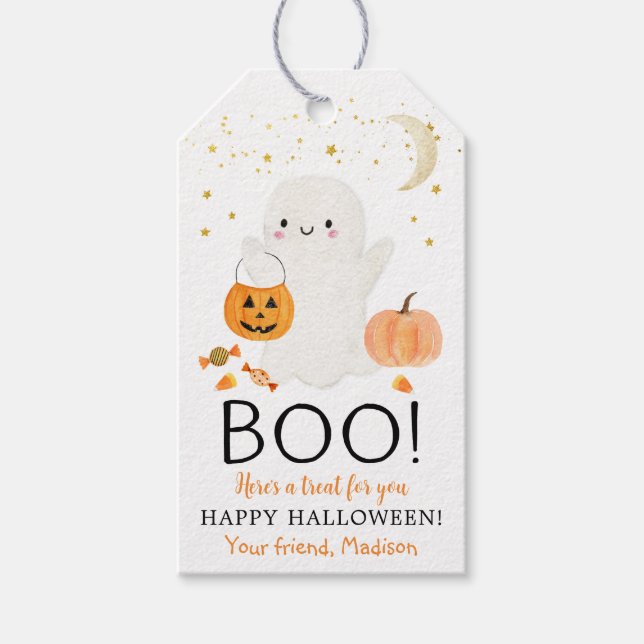 BOO Ghost Halloween Leckerei Geschenkanhänger (Vorderseite)