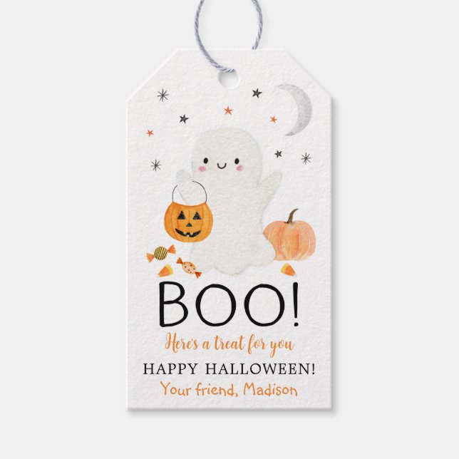 BOO Ghost Halloween Leckerei Geschenkanhänger (Vorderseite)