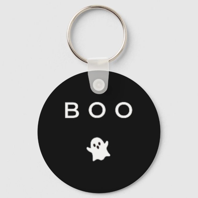 BOO Ghost Halloween Subtile Minimal Fall Fun Trick Schlüsselanhänger (Vorderseite)