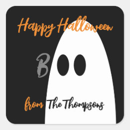 Boo Ghost Happy Halloween Quadratischer Aufkleber