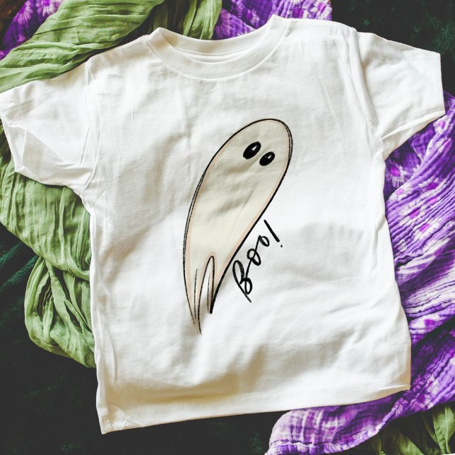 Boo Ghost Illustration Halloween T-Shirt (Boo! Illustrated ghost t-shirt. Available in large variety of sizes/styles.)
