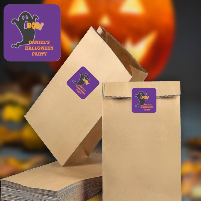 Boo Ghost Individuelle Name Quadratischer Aufkleber (Von Creator hochgeladen)