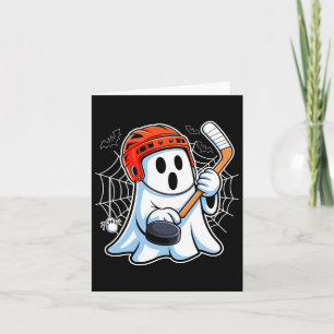 Boo Ghost Playing Hockey Funny Halloween Hockey Co Karte