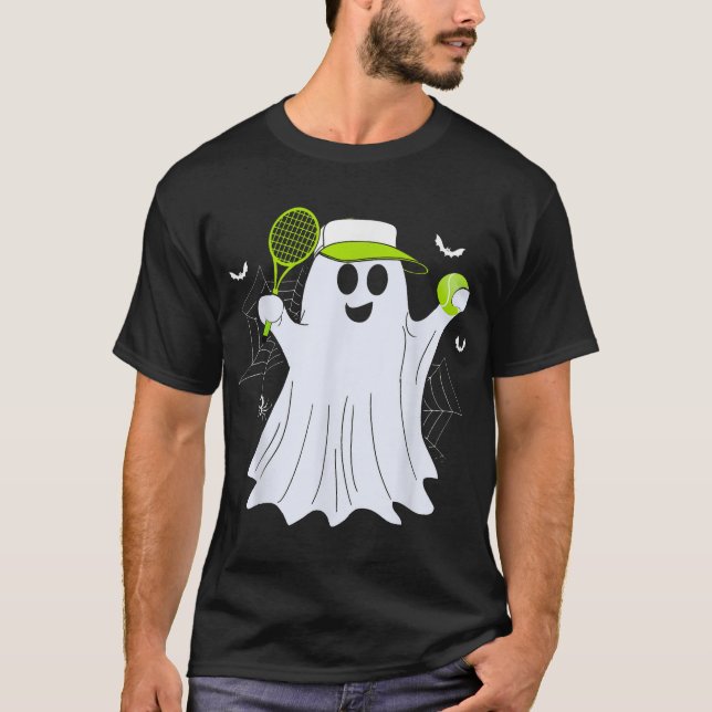Boo Ghost Playing Tennis Halloween Tennis T-Shirt (Vorderseite)