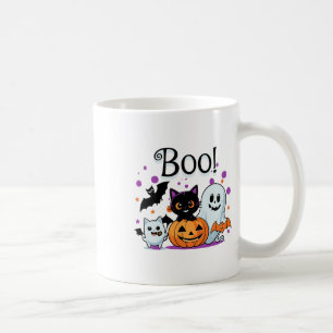 Boo Ghost Pumpkin Katze und Fledermäuse Halloween Kaffeetasse