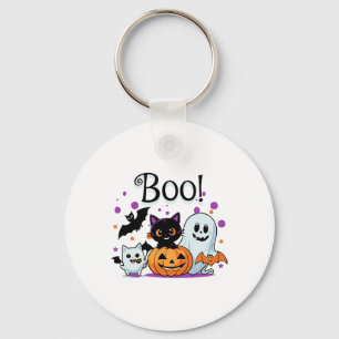 Boo Ghost Pumpkin Katze und Fledermäuse Halloween Schlüsselanhänger