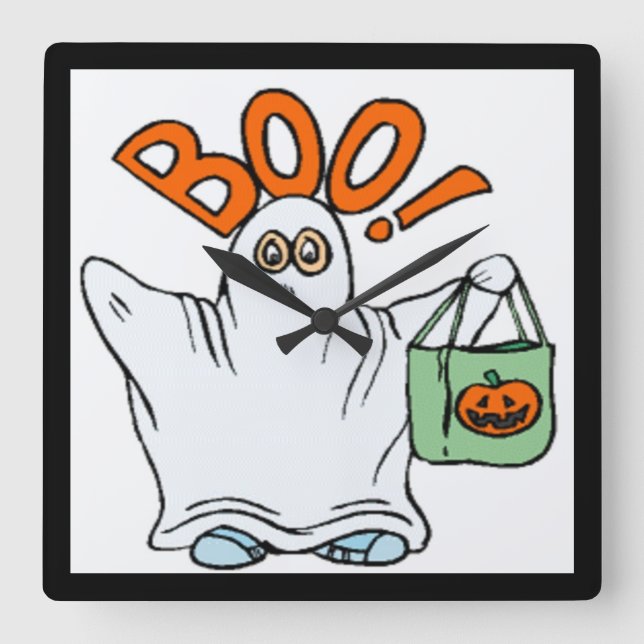BOO ! GHOST QUADRATISCHE WANDUHR (Vorderseite)