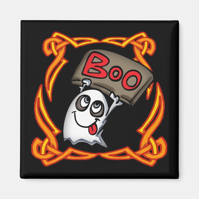 Boo Ghost Round Magnet (Vorne)