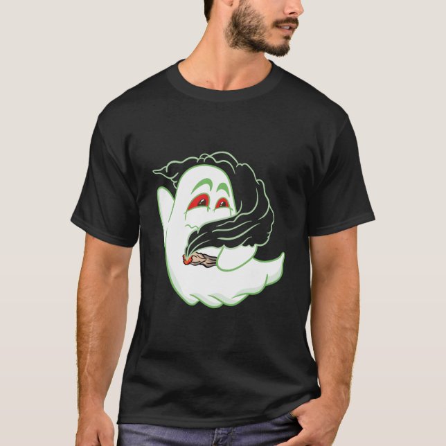 Boo Ghost Smoking Weed Thc Happy Halloweed Hallowe T-Shirt (Vorderseite)