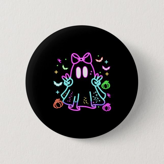 Boo Ghost Soky Season Girls Kids Glow In Halloween Button (Vorderseite)