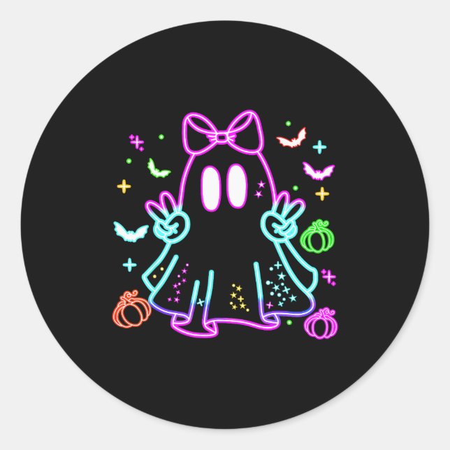 Boo Ghost Soky Season Girls Kids Glow In Halloween Runder Aufkleber (Vorderseite)