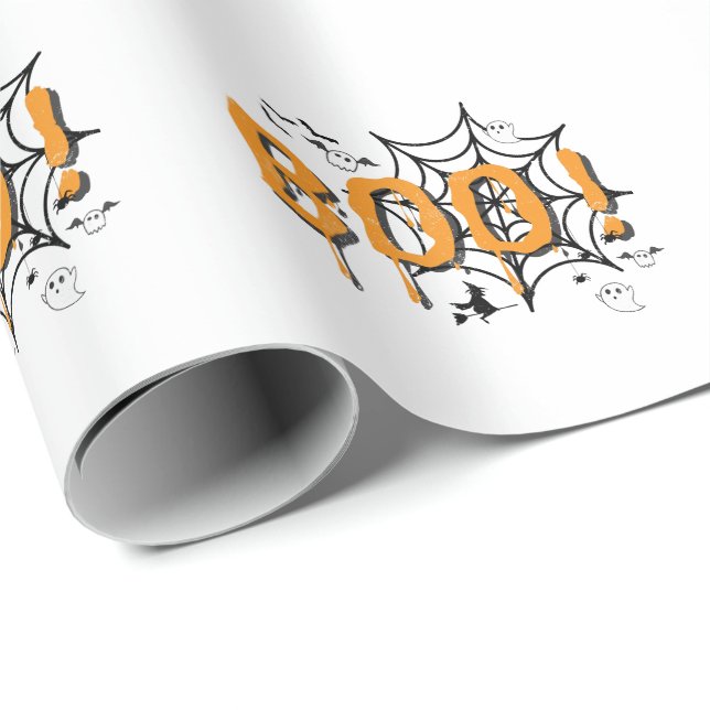 Boo Ghost Spooky Funny Halloween Vintages Wrapping Geschenkpapier (Rolleneckpunkt)