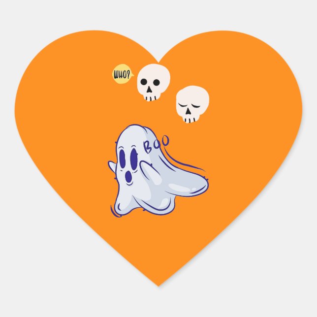 Boo Ghost UK 31 Spooky USA Skull Oktober Halloween Herz-Aufkleber (Vorderseite)