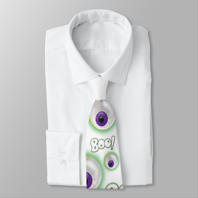 BOO Ghosting Halloween Floating Lila Eyeball Krawatte (Gebunden)