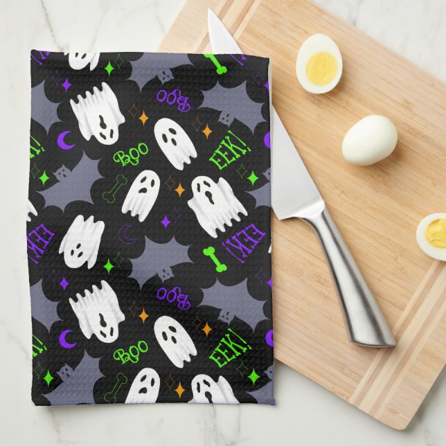 Boo Ghosts Halloween Geschirrtuch (Viertel Falte)