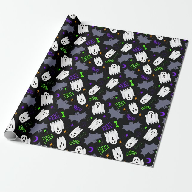 Boo Ghosts Halloween Wrapping Paper Geschenkpapier (Ungerollt)