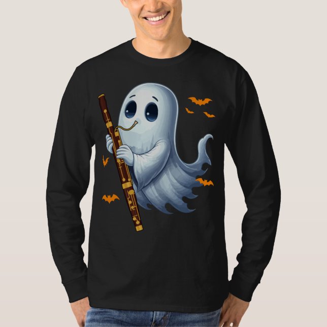 Boo Ghoul Playing Bassoon Halloween Musical Instru T-Shirt (Vorderseite)