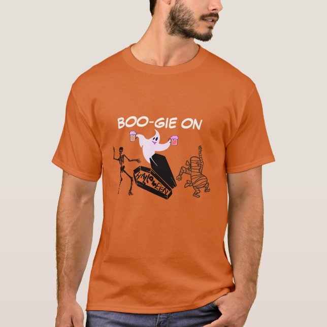 Boo Gie On Spooky Funny Ghost Mummy T-Shirt (Vorderseite)