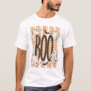 Boo Gruseliger Gestreifter Halloween-Geist Coquett T-Shirt
