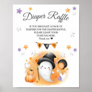 Boo Halloween Baby Dusche Windeln Raffle Schild