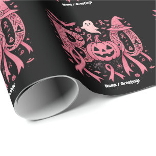 Boo Halloween Brustkrebs-Bewusstsein Pink Ribbon Geschenkpapier