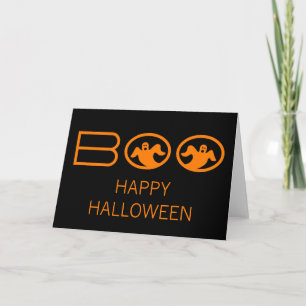 Boo Halloween Card, Black and Orange Karte